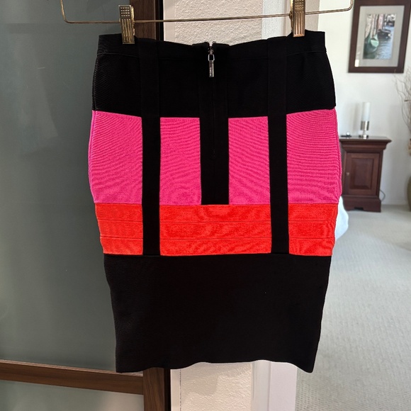 bebe Bandage Pencil Skirt - Black/Pink/Red - Picture 3 of 8